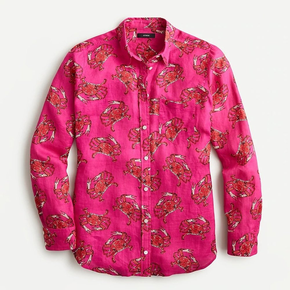 J Crew Classic-fit boy shirt in king crab print